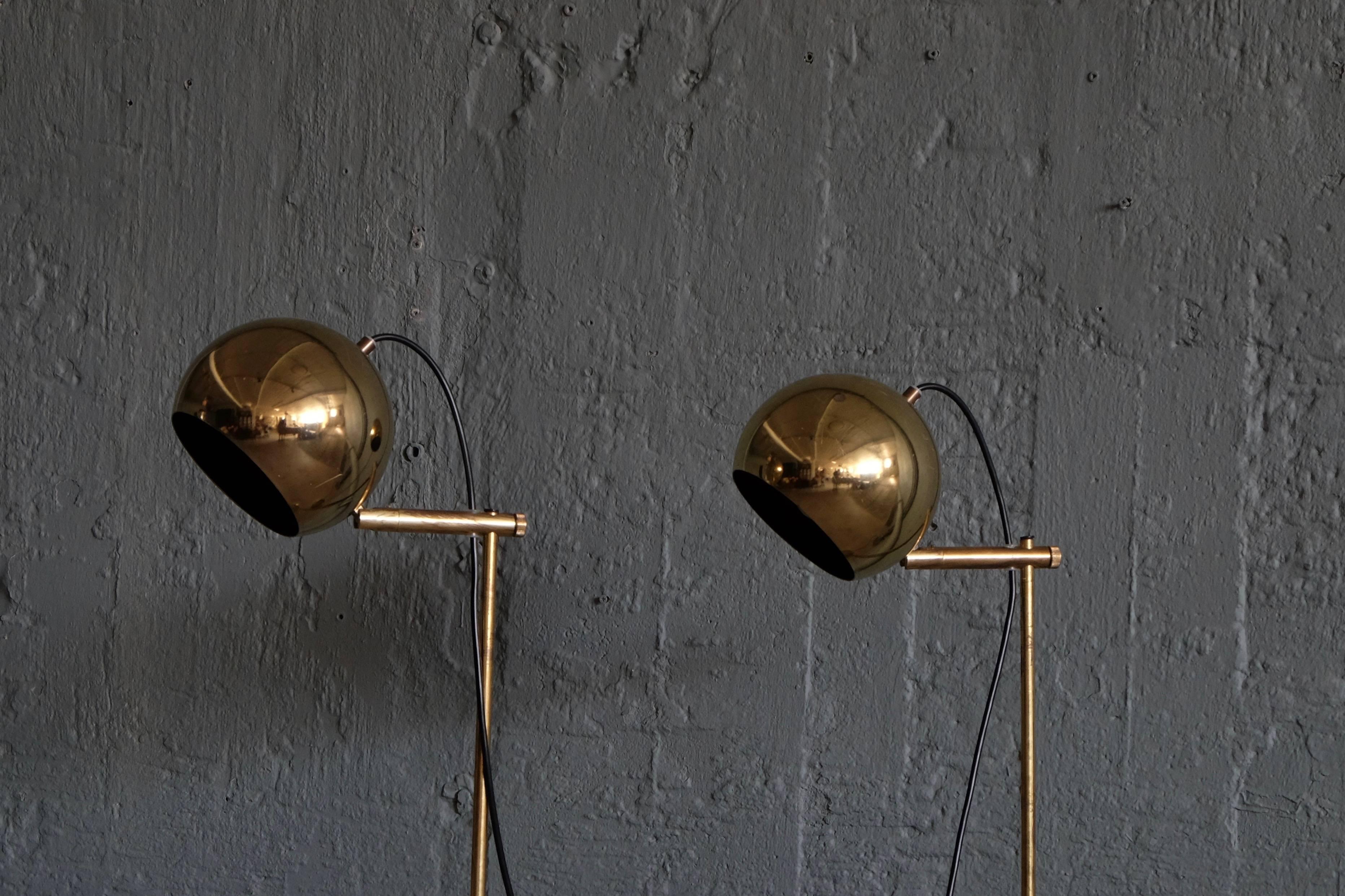 Pair of Brass Floor Lamps, Sweden, 1960s 1