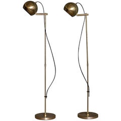 Vintage Pair of Brass Floor Lamps, Sweden, 1960s