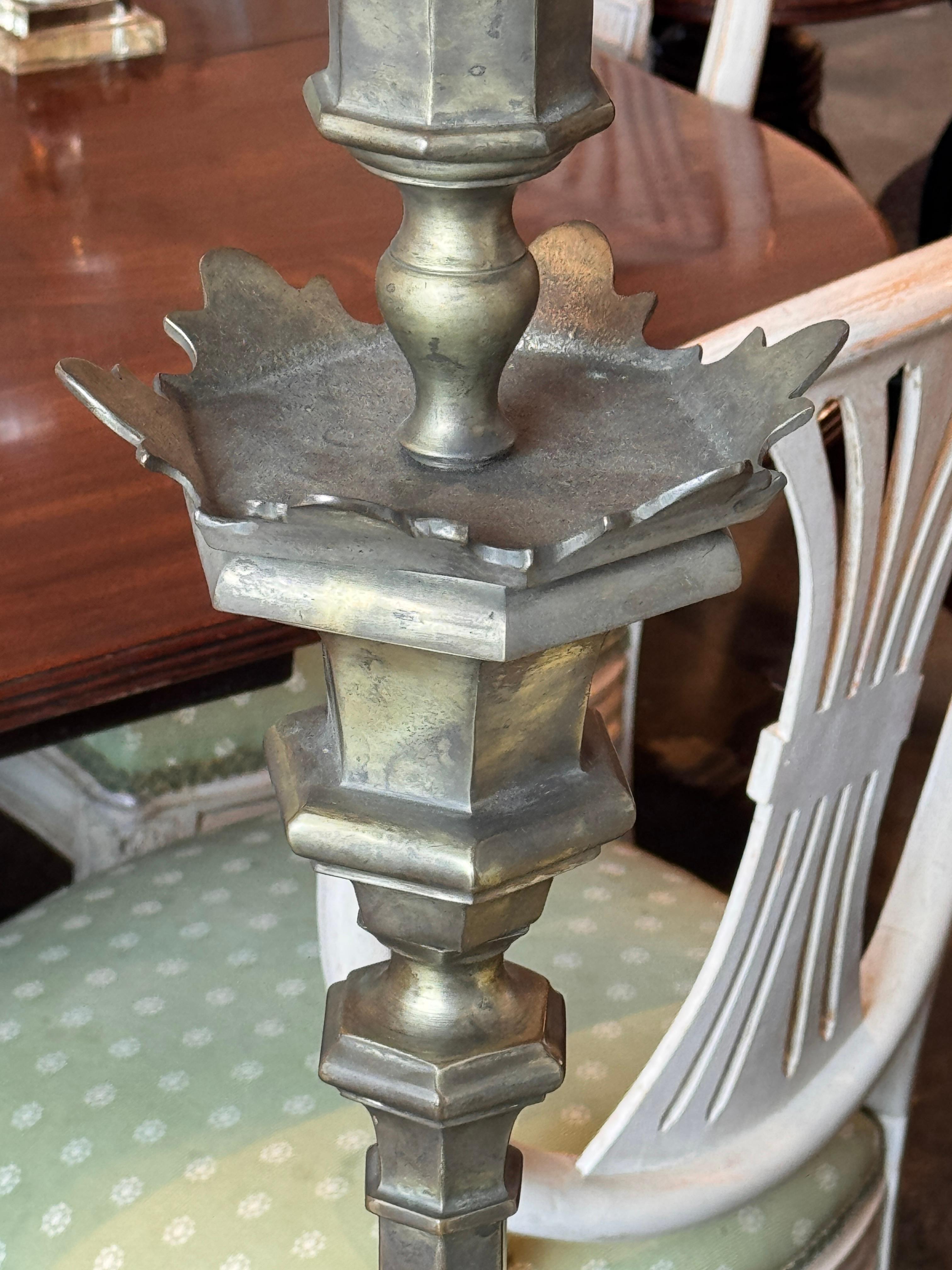 Pair of Brass Floor Lamps With Tripod Bases For Sale 1