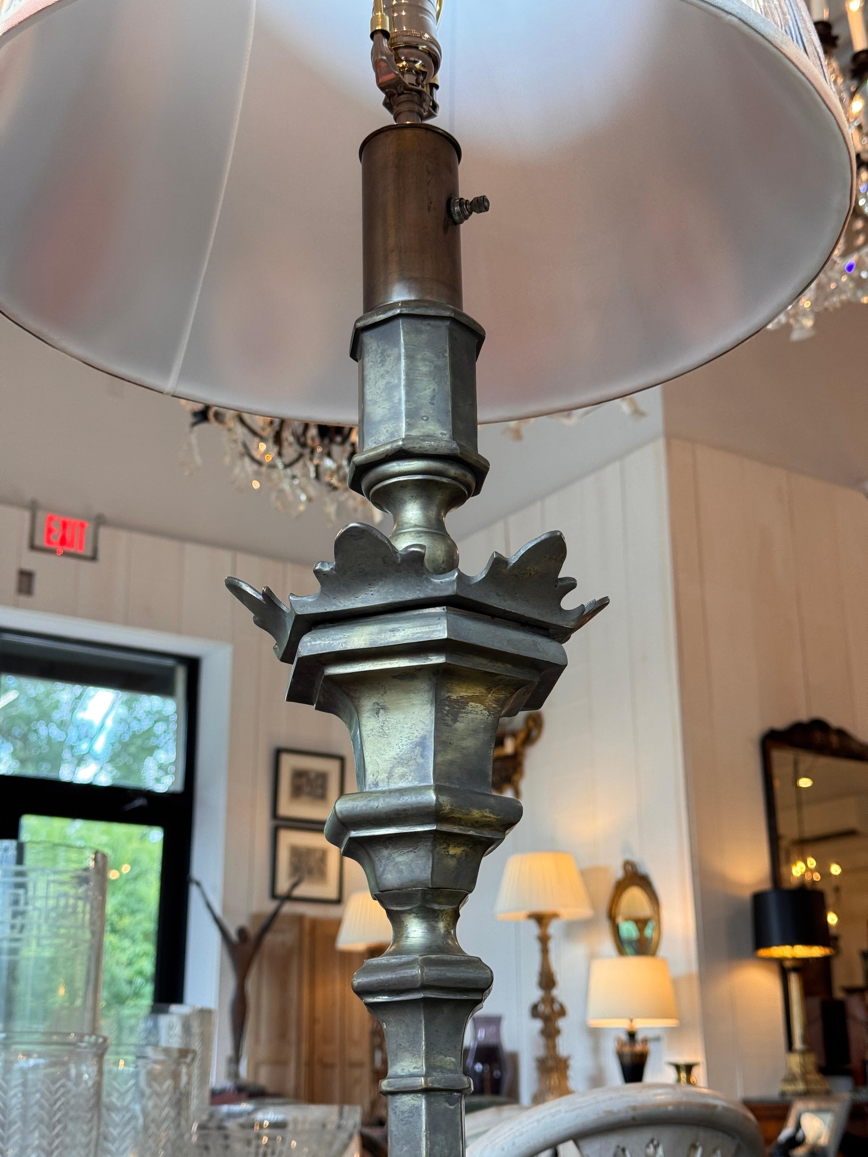 Pair of Brass Floor Lamps With Tripod Bases For Sale 2