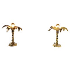 Pair of brass flower table lamps, 1970s