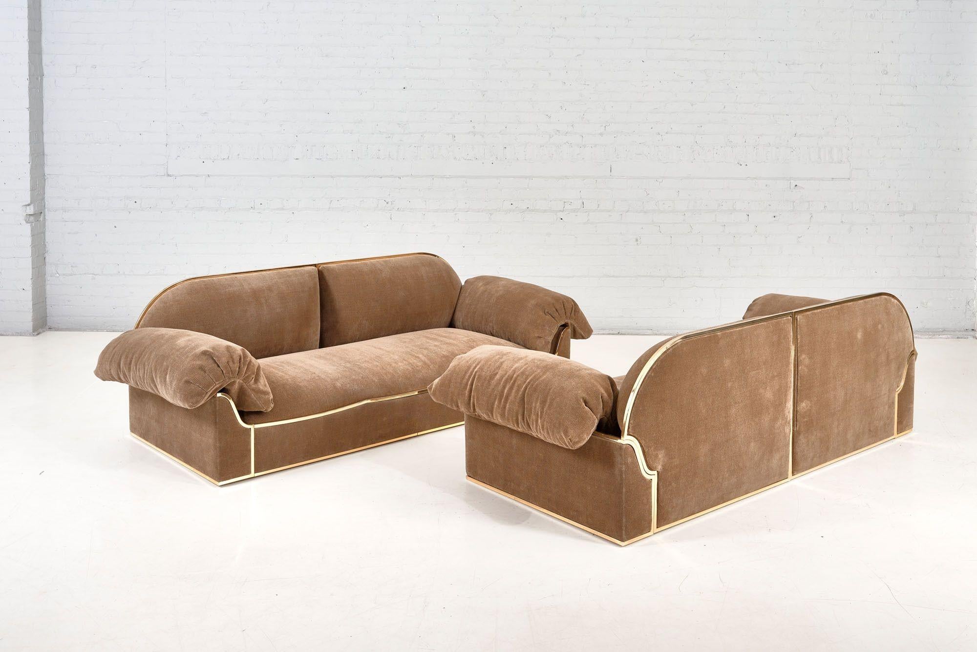 Pair of Brass Frame Sofa's, 1960 For Sale 8