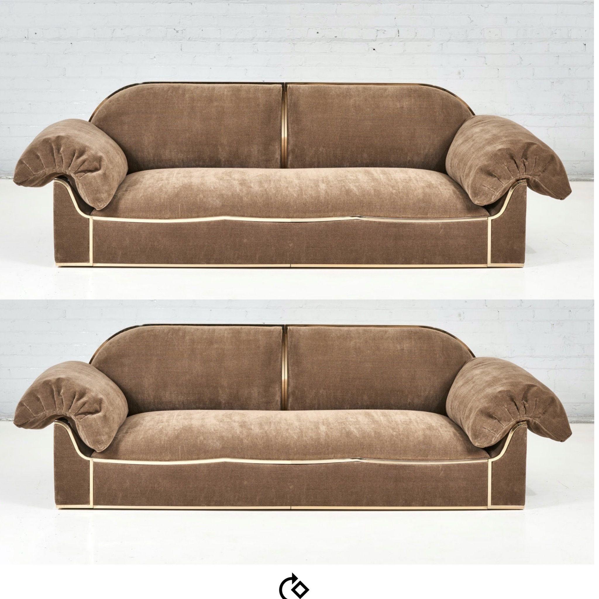 Pair of Brass Frame Sofa's, 1960 For Sale 12