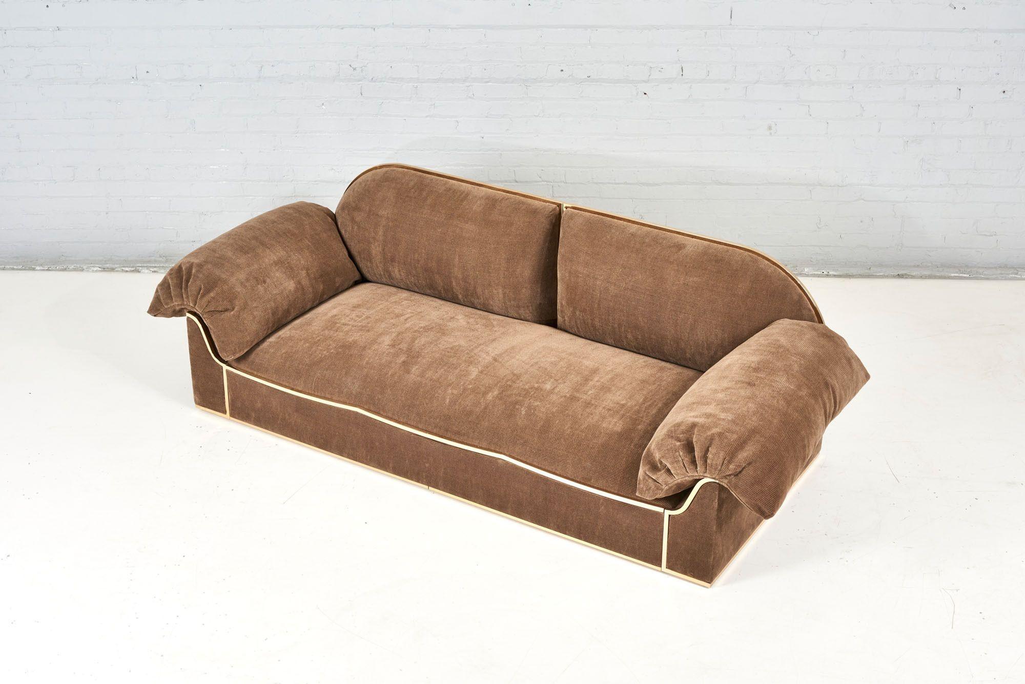 Mid-Century Modern Pair of Brass Frame Sofa's, 1960 For Sale