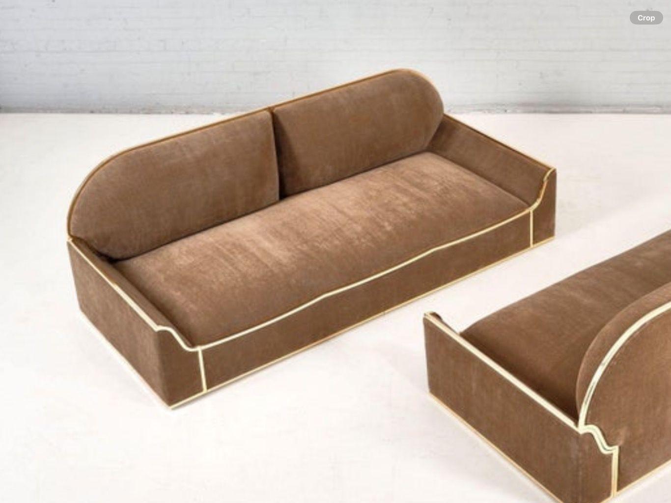 American Pair of Brass Frame Sofa's, 1960 For Sale
