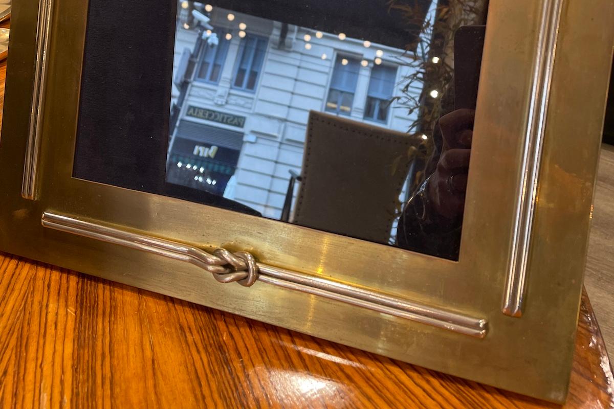 Pair of Brass Frames With Decoration For Sale 1