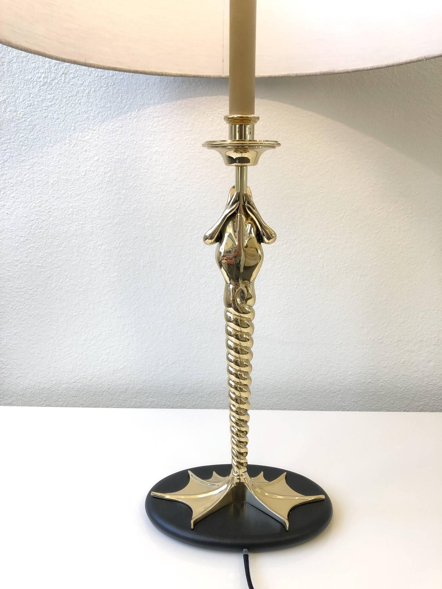Pair of Brass Frog Table Lamps by Chapman In Excellent Condition In Palm Springs, CA