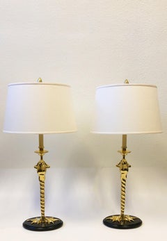 Pair of Brass Frog Table Lamps by Chapman Lighting