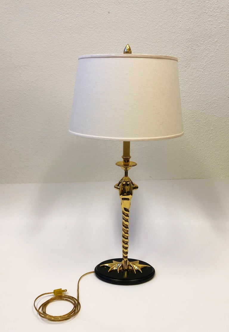 Pair of Brass Frog Table Lamps by Chapman Lighting In Good Condition For Sale In Palm Springs, CA