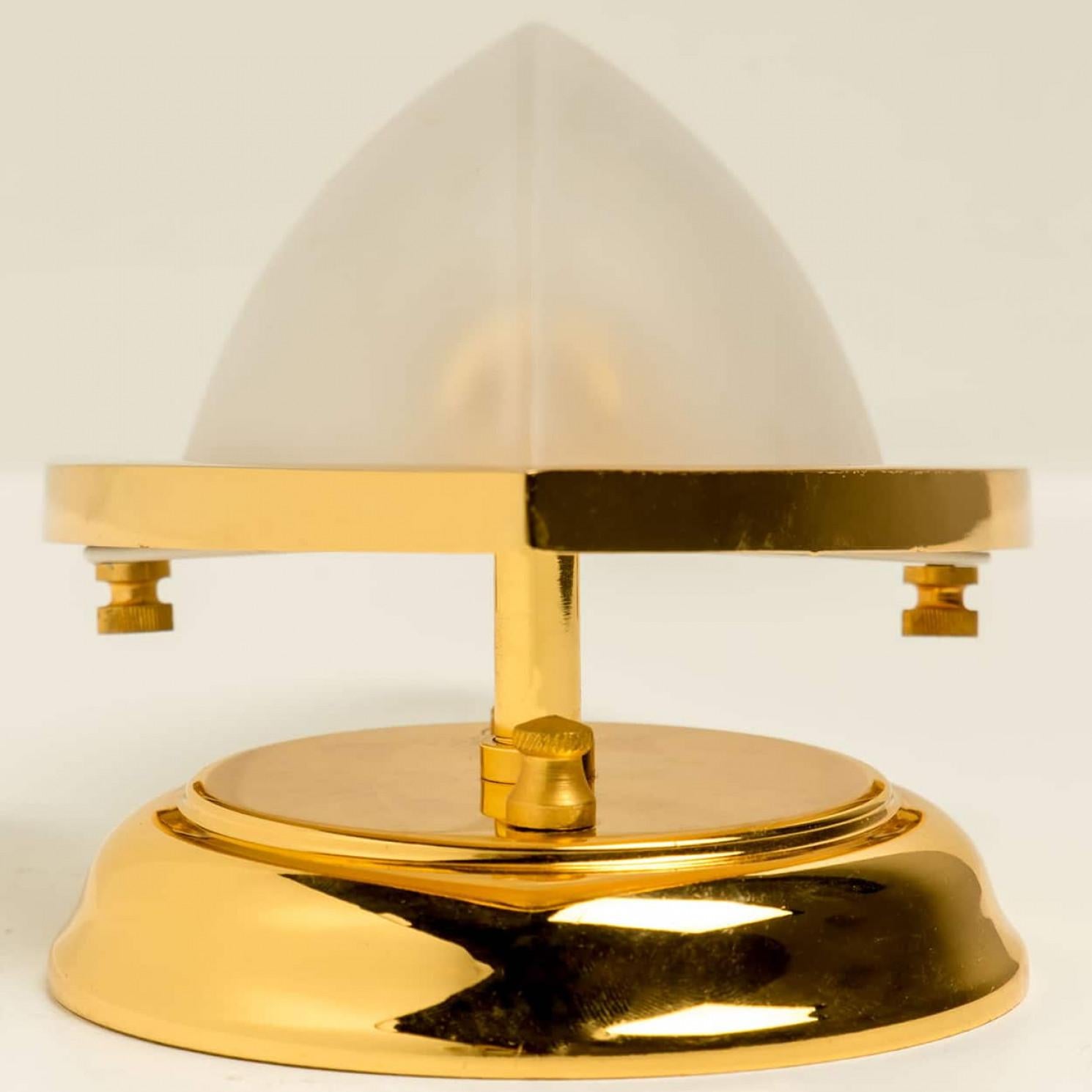 Pair of Brass Frosted Glass Wall Light, Italy 1960s For Sale 4