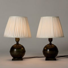 Pair of Brass Functionalist Table Lamps, GAB, Sweden, 1930s