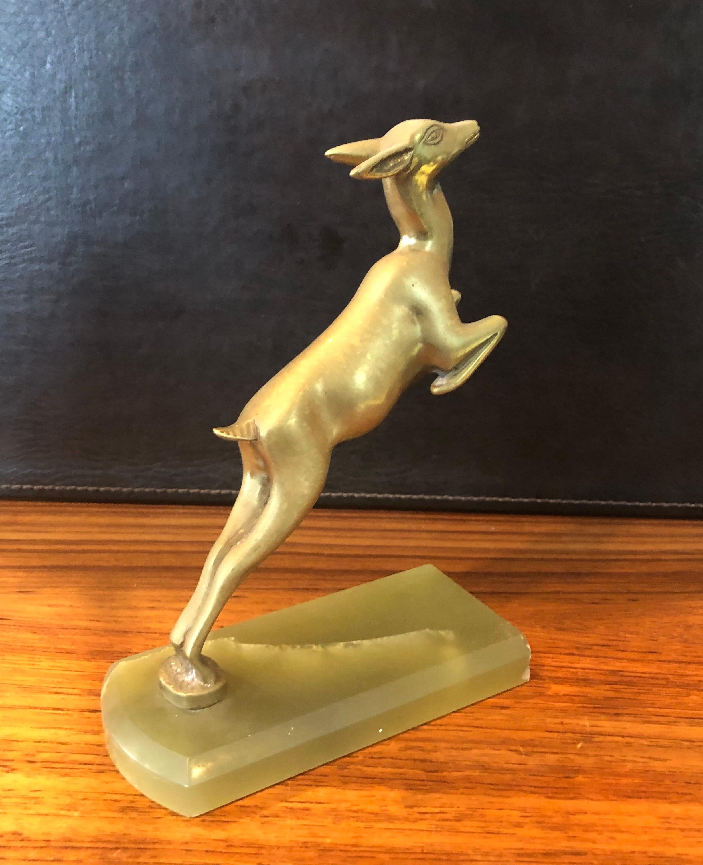 Pair of Brass Gazelle Bookends on Marble Base 3