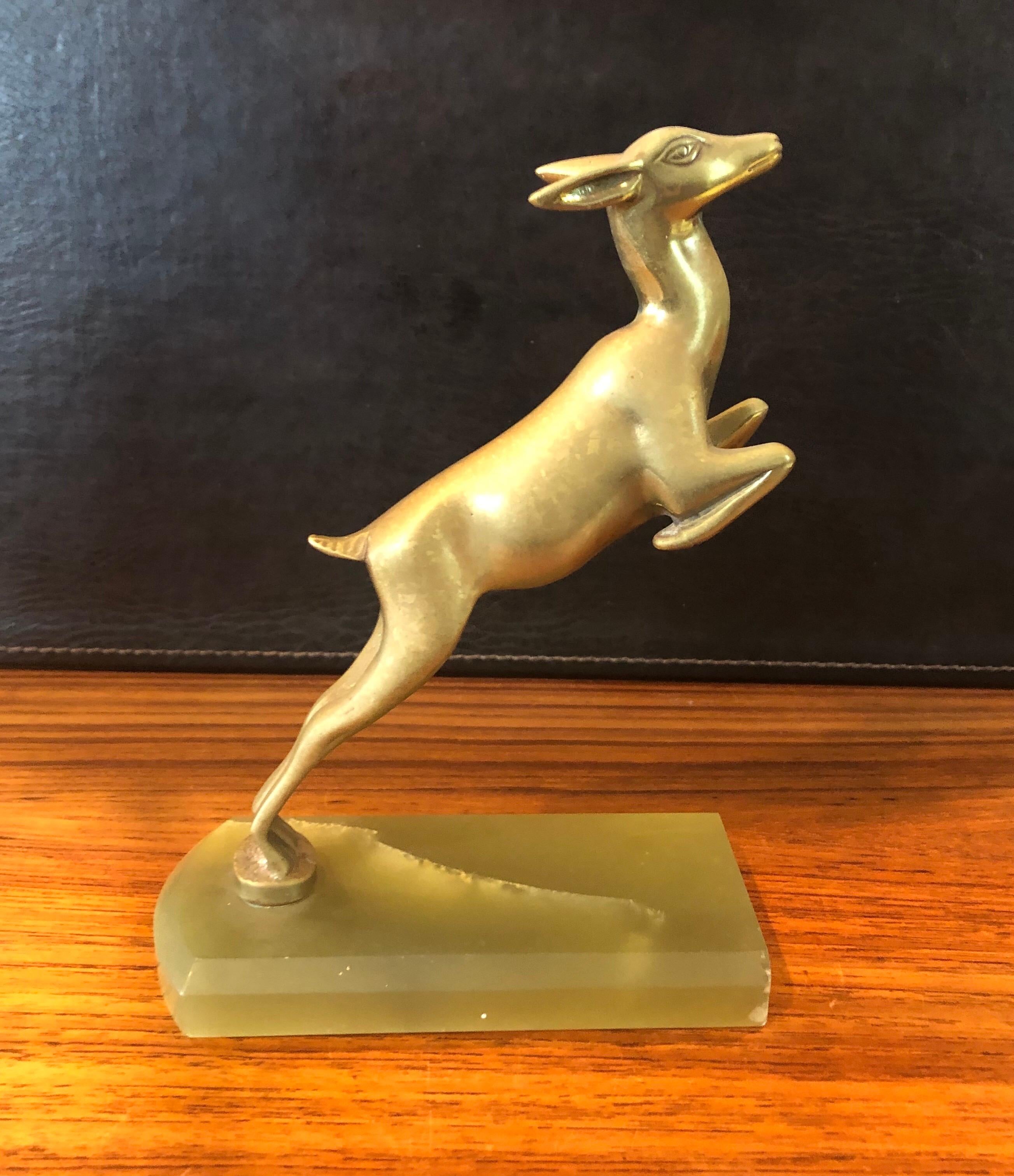 Pair of Brass Gazelle Bookends on Marble Base 4