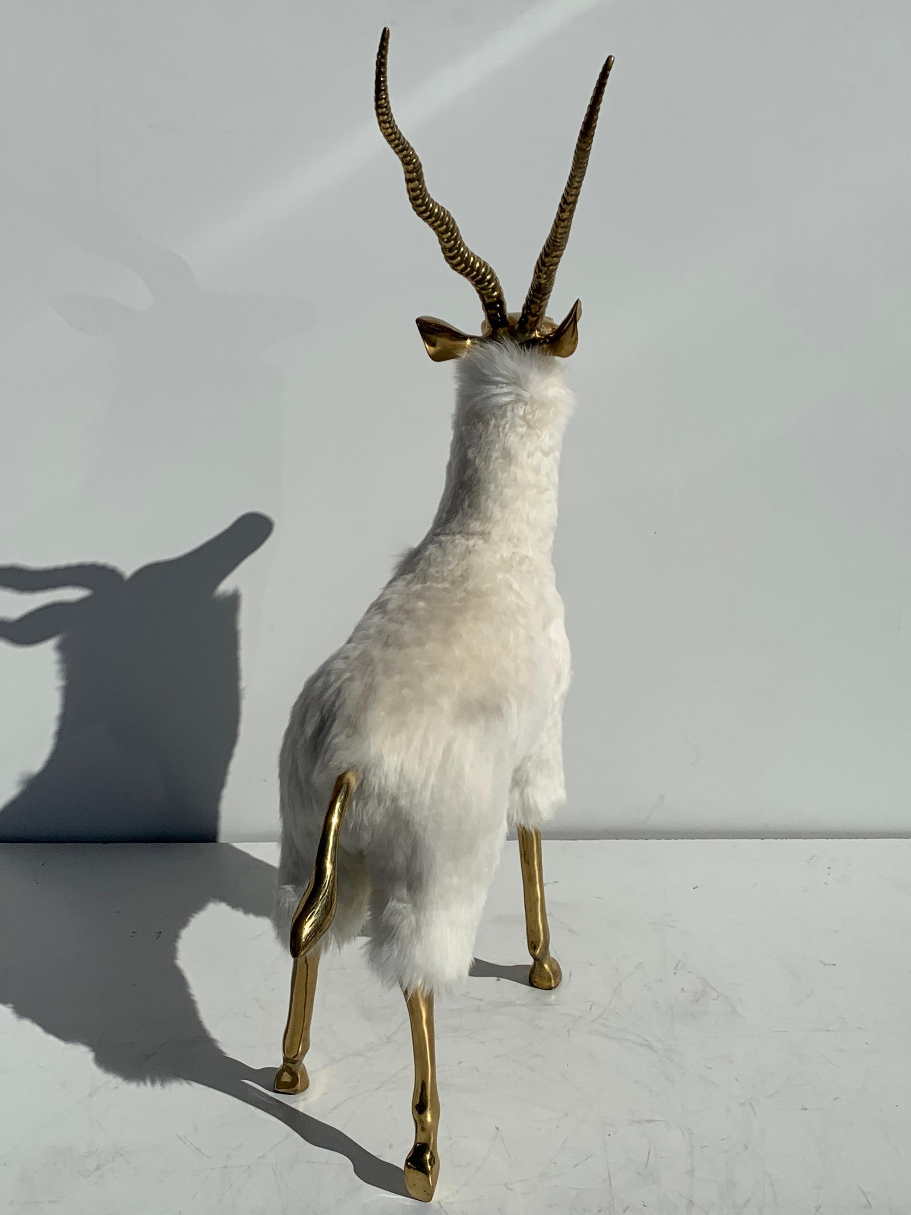 Pair of Brass Gazelle or Antelope Sculptures Christmas Decor Style of Lalanne For Sale 5