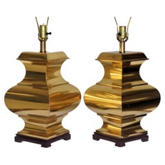 Pair Brass Ginger Jar Table Lamps, Circa 1980