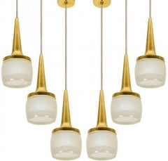 Pareja de lámparas en cascada de latón y cristal de Staff con cordón beige, 1960