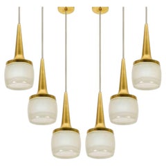 Pareja de lámparas en cascada de latón y cristal de Staff con cordón beige, 1960