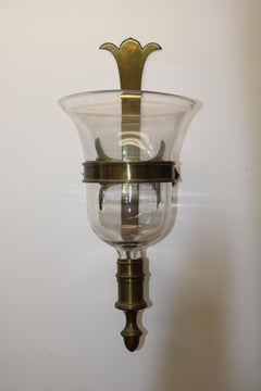 Pair of Spanish Gothic Style Brass/Glass Sconces, Sarreid, LTD