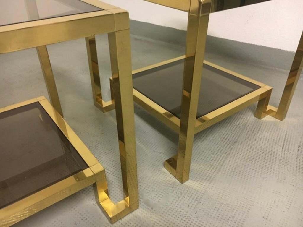 Pair of Brass & Glass Side Tables by Guy Lefèvre for Maison Jansen, France 1970s For Sale 5