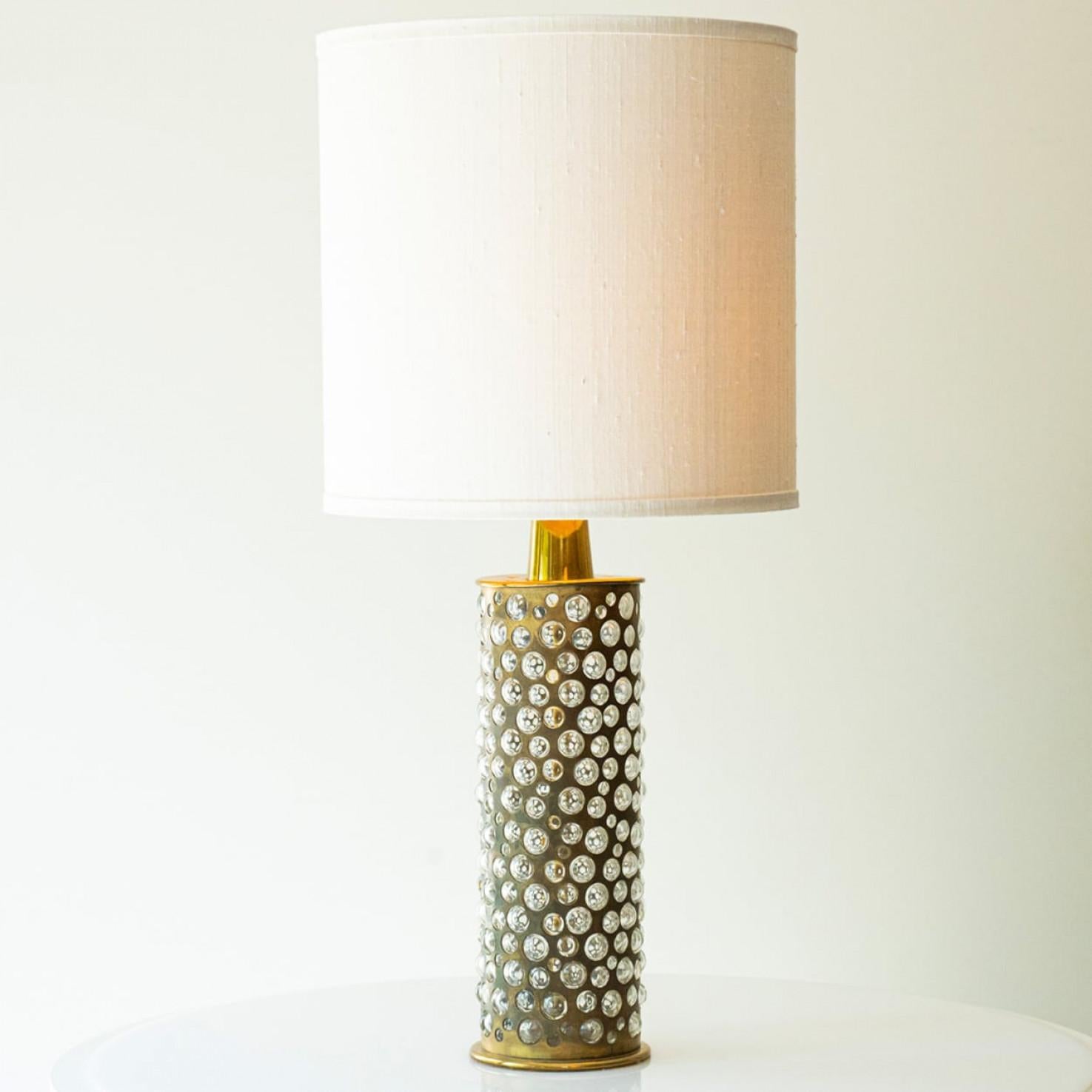 Altro Coppia di lampade da tavolo in vetro di ottone R. Rooke, paralume di R. Houben, 1970 in vendita