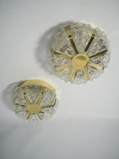 Pair of Brass & Glass Wall / Ceiling Light Sconces by Helena Tynell for Limburg