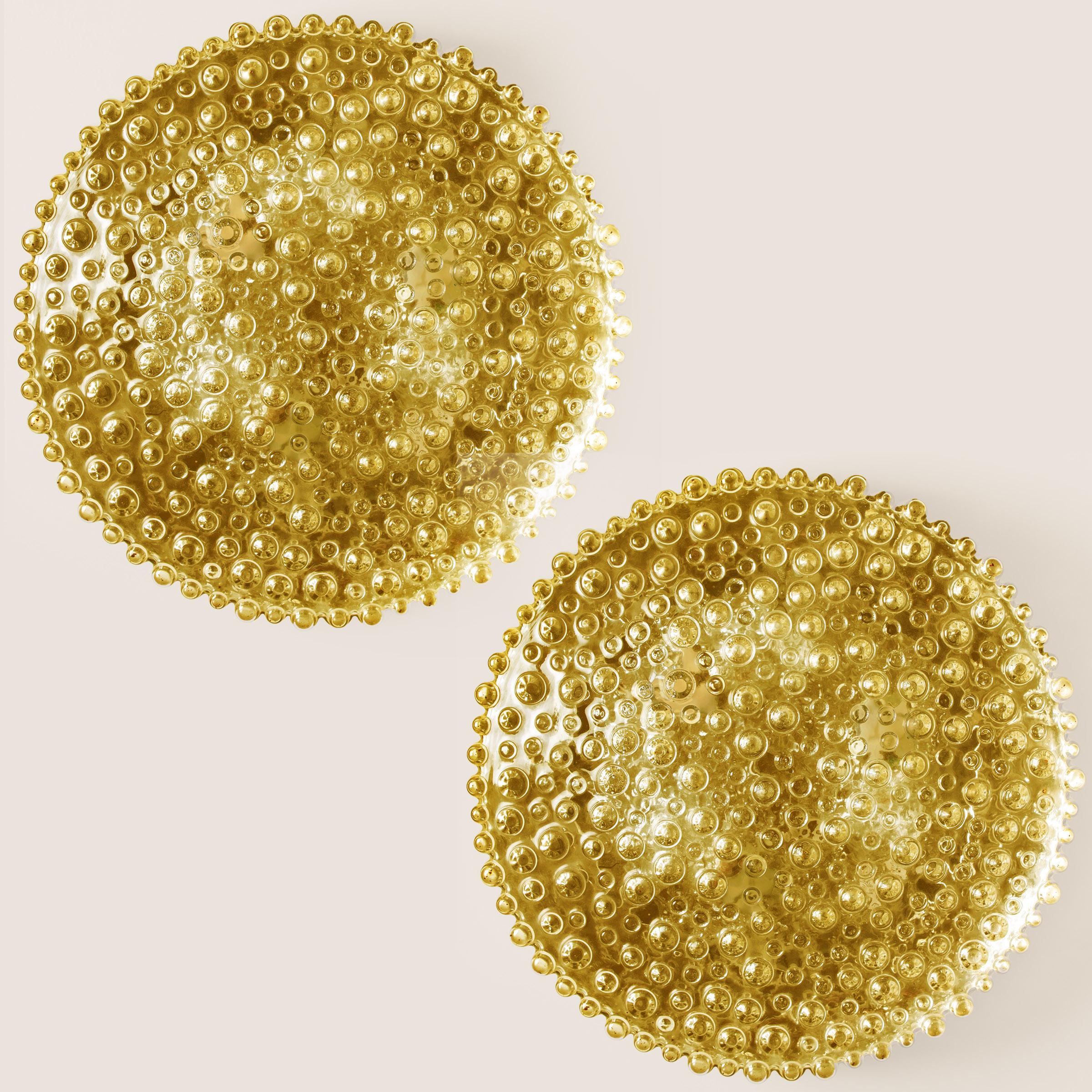 Tedesco Coppia di appliques in vetro d'ottone di Motoko Isshi per Staff, anni '70 in vendita