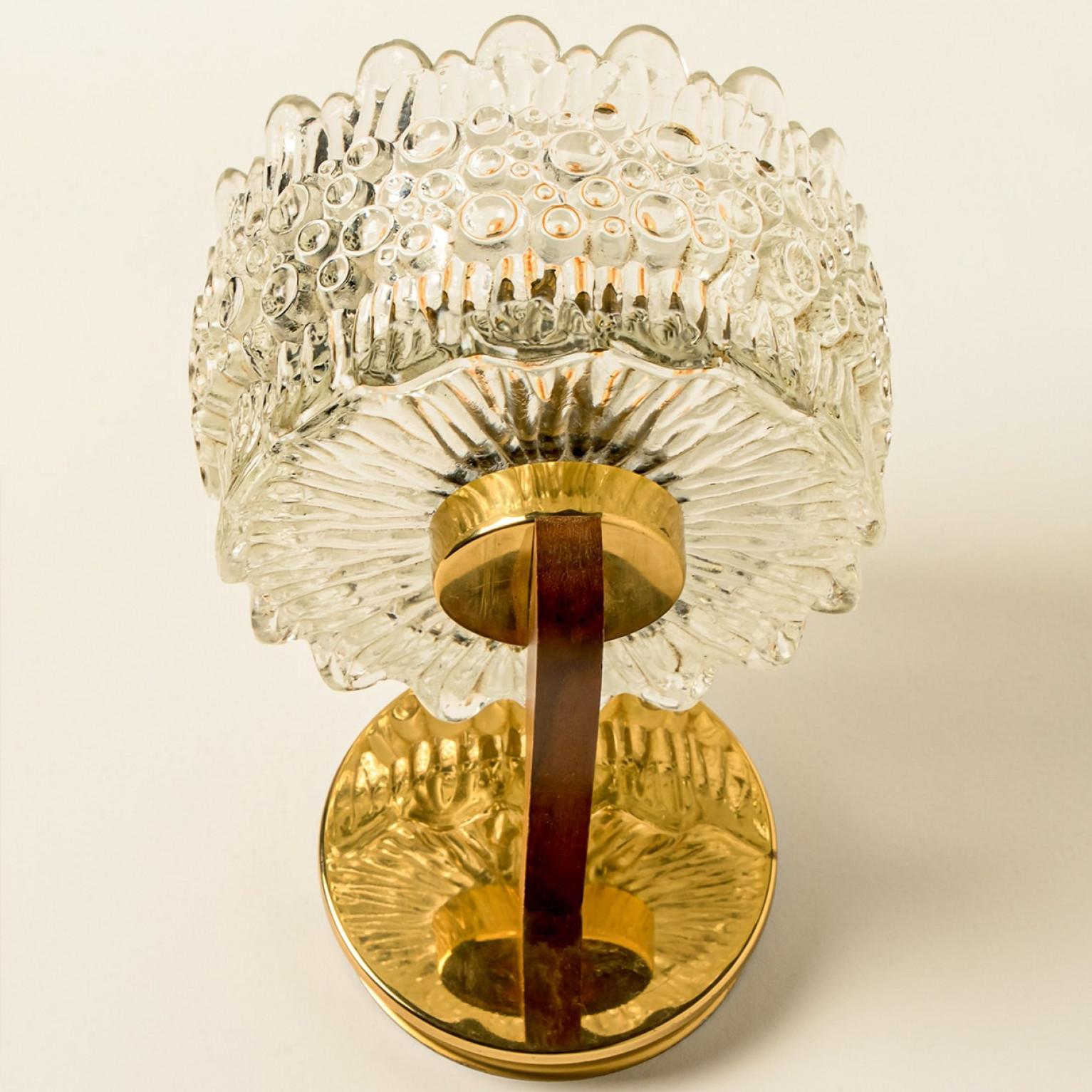 Paire d'appliques en laiton et verre dans le style de Hillebrand, Allemagne, années 1960 en vente 4