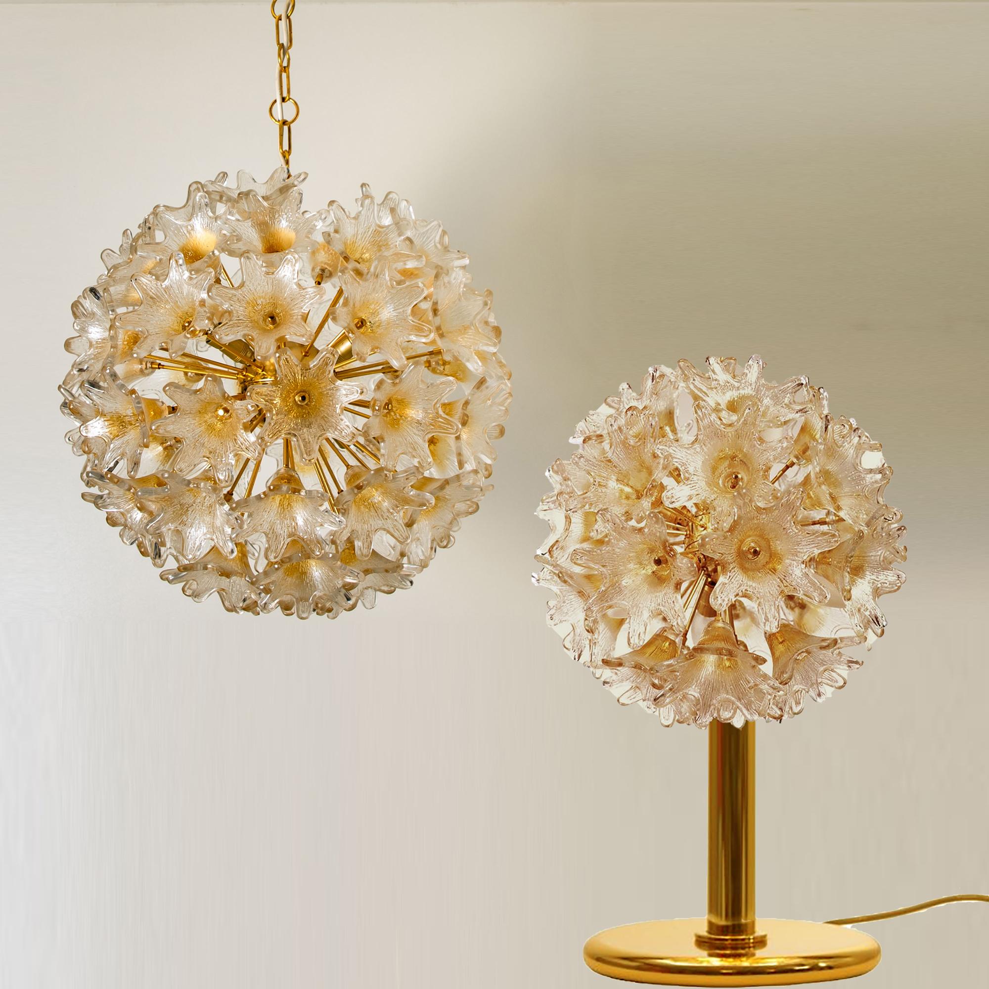 Pair of Brass Gold Murano Glass Sputnik Light Fixtures by Paolo Venini for VeArt 4