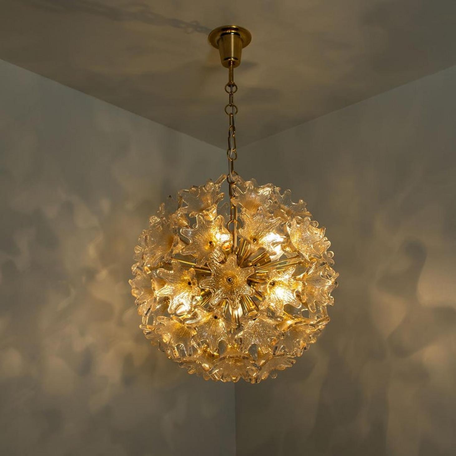 Pair of Brass Gold Murano Glass Sputnik Light Fixtures by Paolo Venini for VeArt For Sale 4