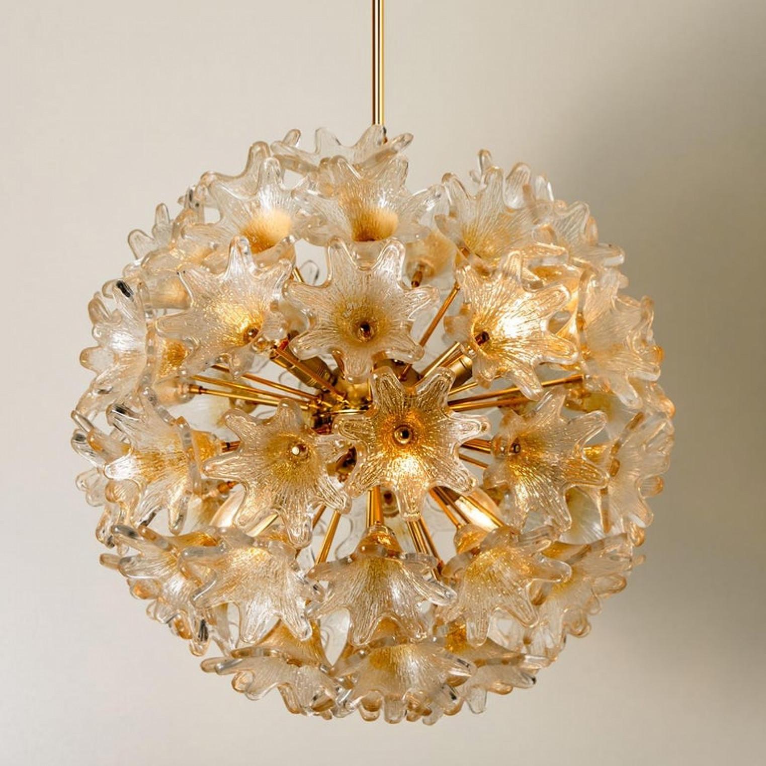 Pair of Brass Gold Murano Glass Sputnik Light Fixtures by Paolo Venini for VeArt For Sale 6