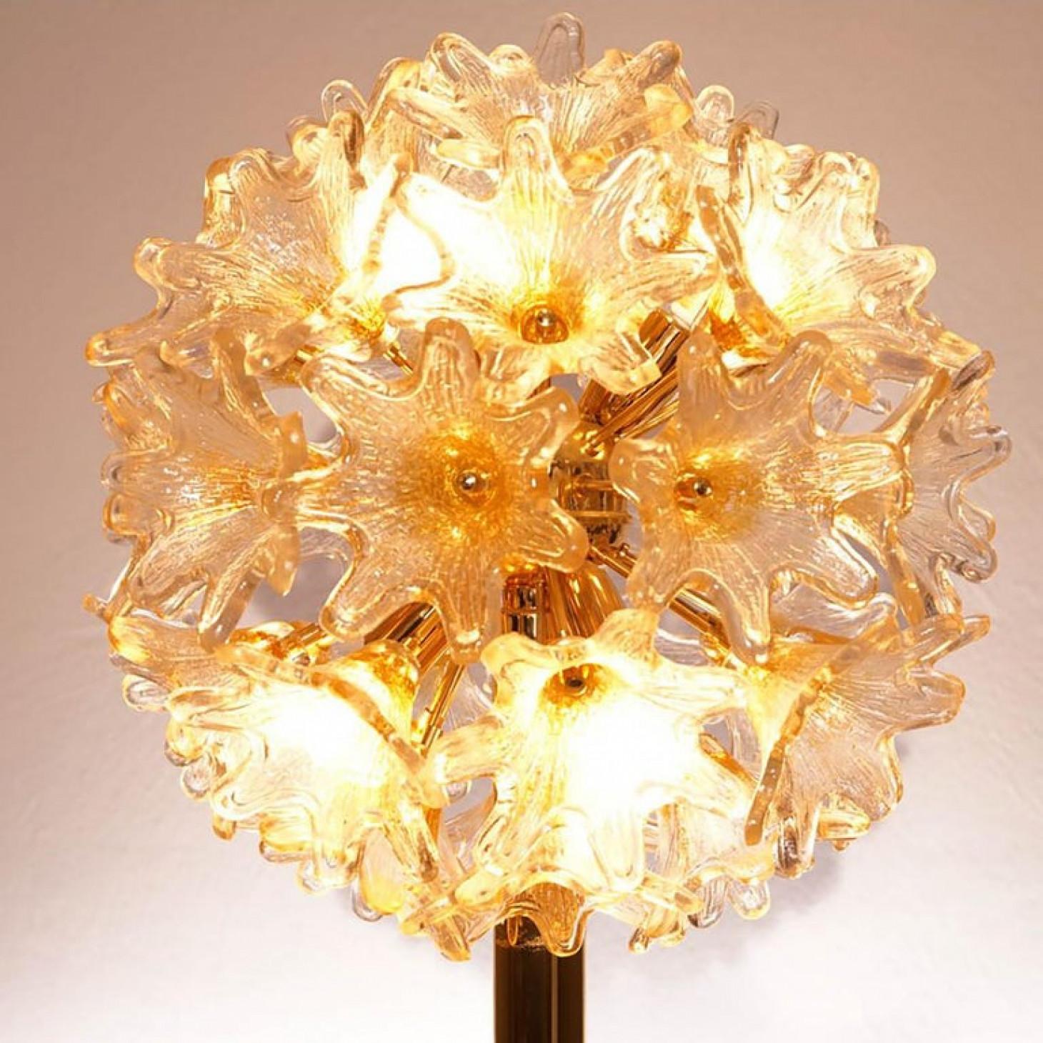 Pair of Brass Gold Murano Glass Sputnik Light Fixtures by Paolo Venini for VeArt For Sale 7