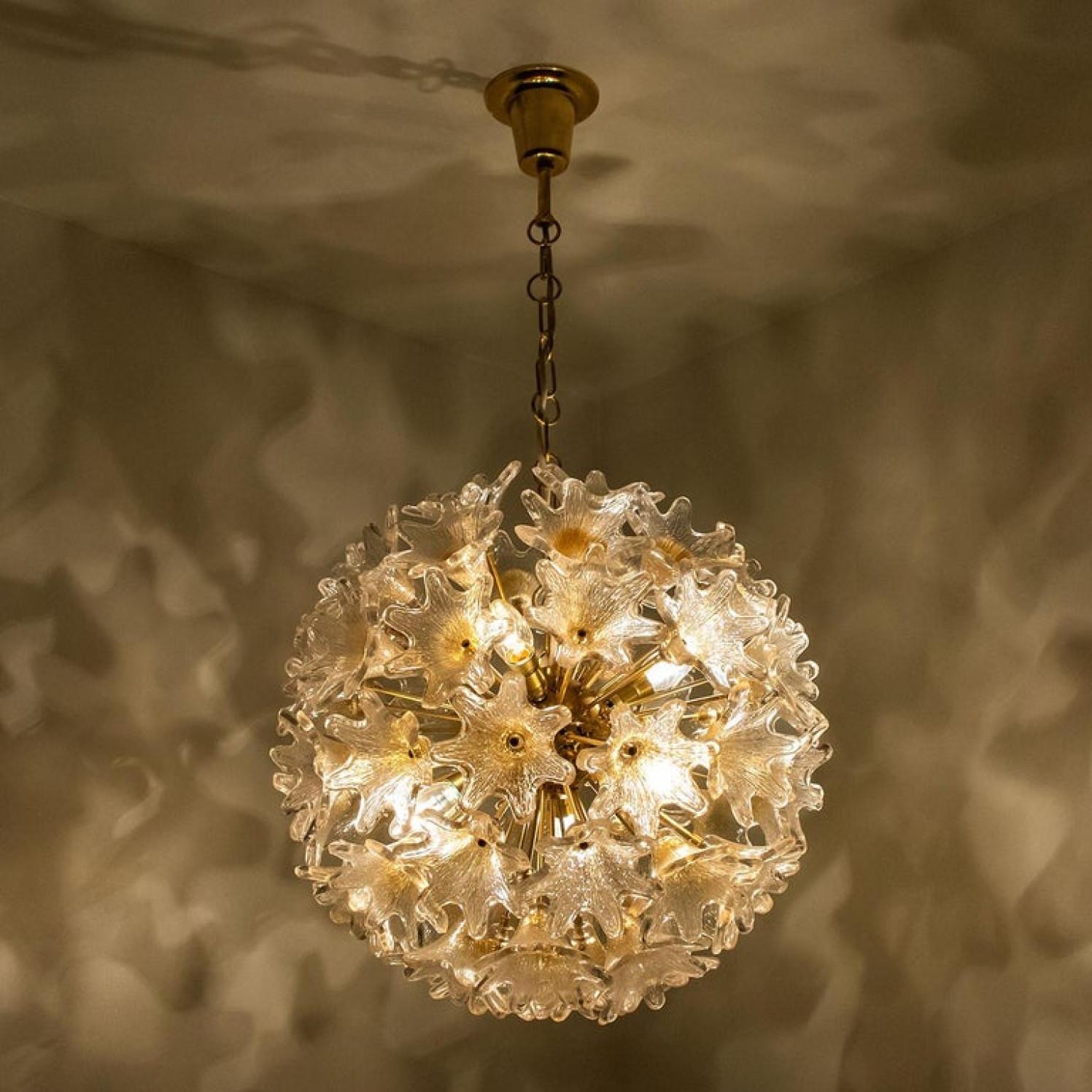 Pair of Brass Gold Murano Glass Sputnik Light Fixtures by Paolo Venini for VeArt For Sale 9