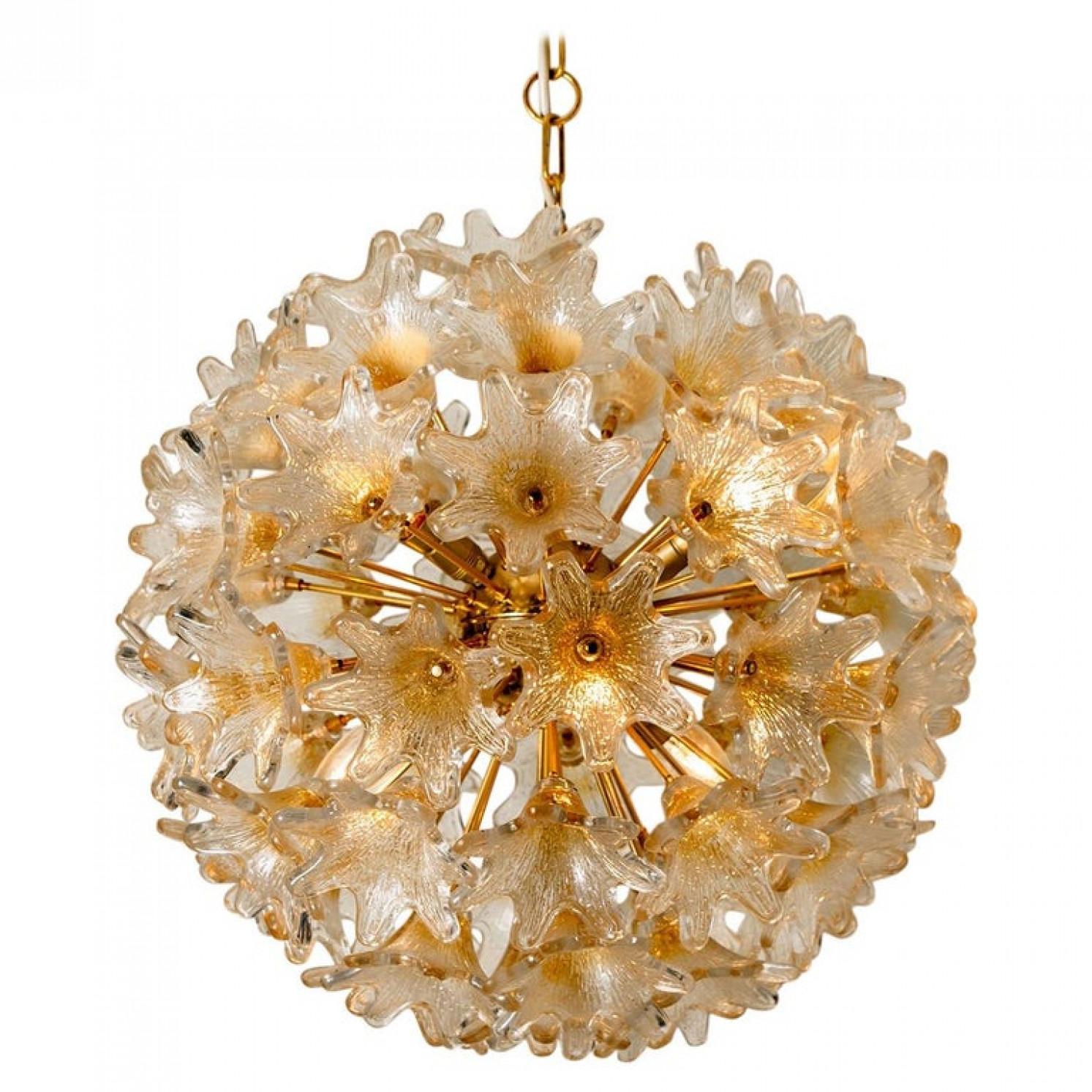Pair of Brass Gold Murano Glass Sputnik Light Fixtures by Paolo Venini for VeArt For Sale 10