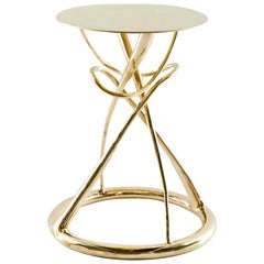 Pair of Brass Gueridon Table, Gordian Node, Misaya