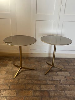 Pair of Brass gueridons or end tables, design Osvaldo Borsani 1950, Italy.