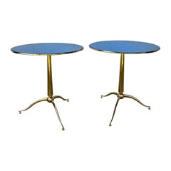 Pair of brass gueridons/ side tables, Osvaldo Borsani. Italy 1950's