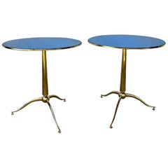 Pair of brass gueridons/ side tables, Osvaldo Borsani. Italy 1950's