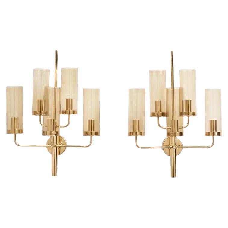 Pair of brass Hans-agne Jakobsson sconces, Sweden, 1970s For Sale
