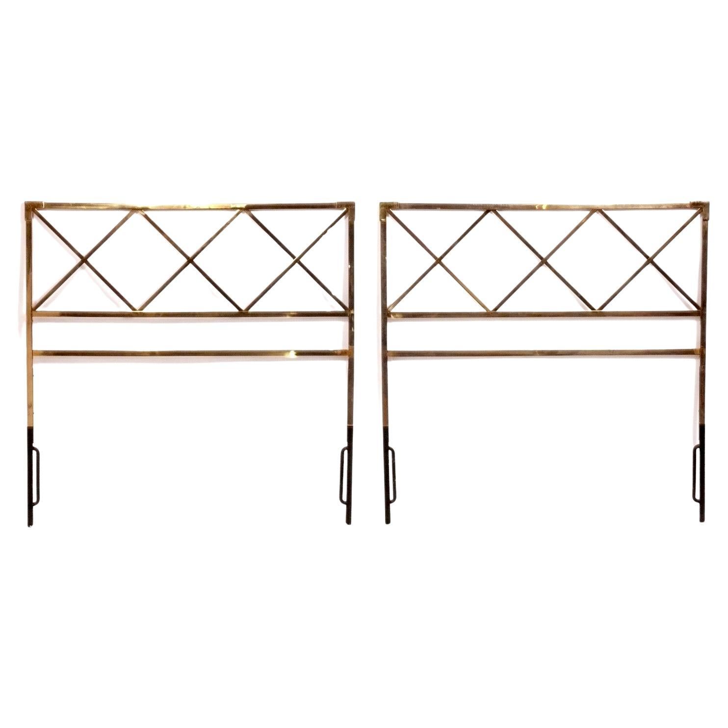 Pair of Brass Headboards - Two Twin Beds or One King Size For Sale