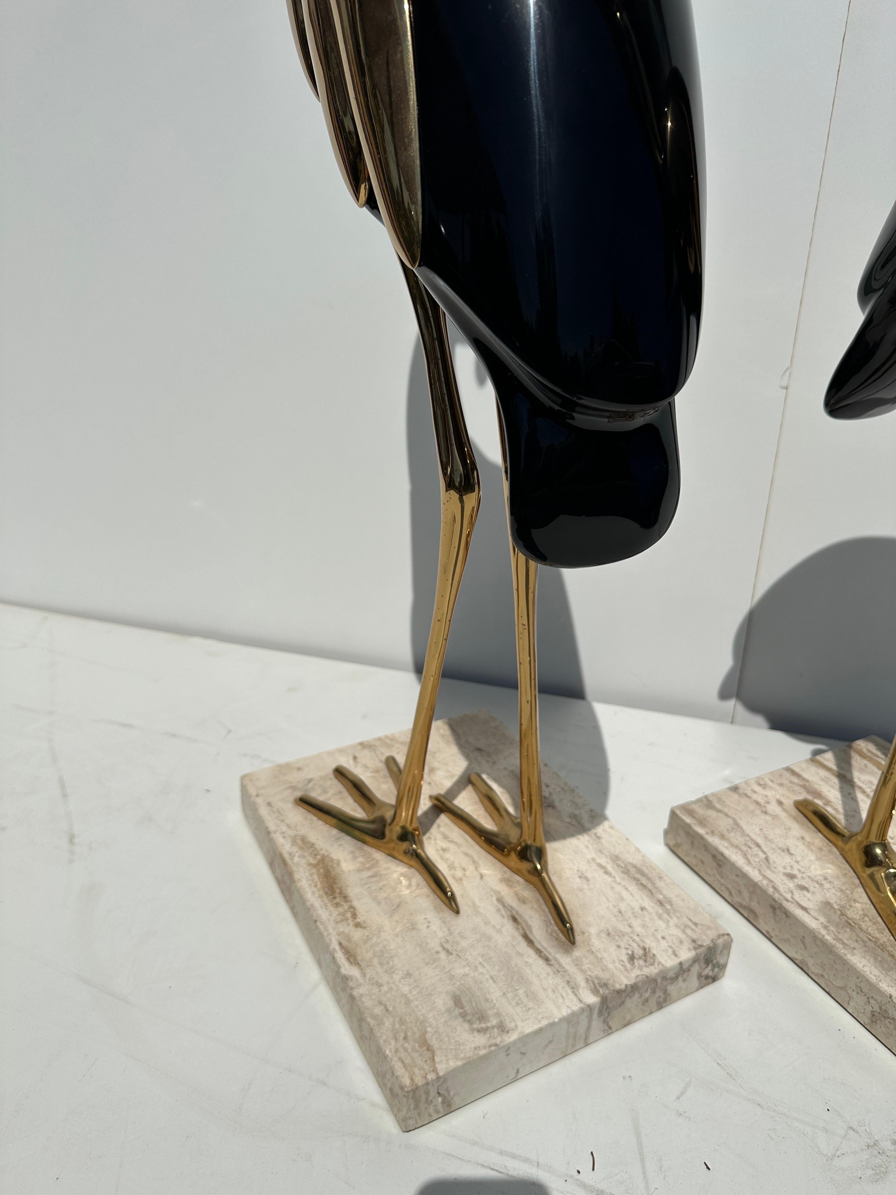Pair of Brass Heron Sculptures For Sale 9