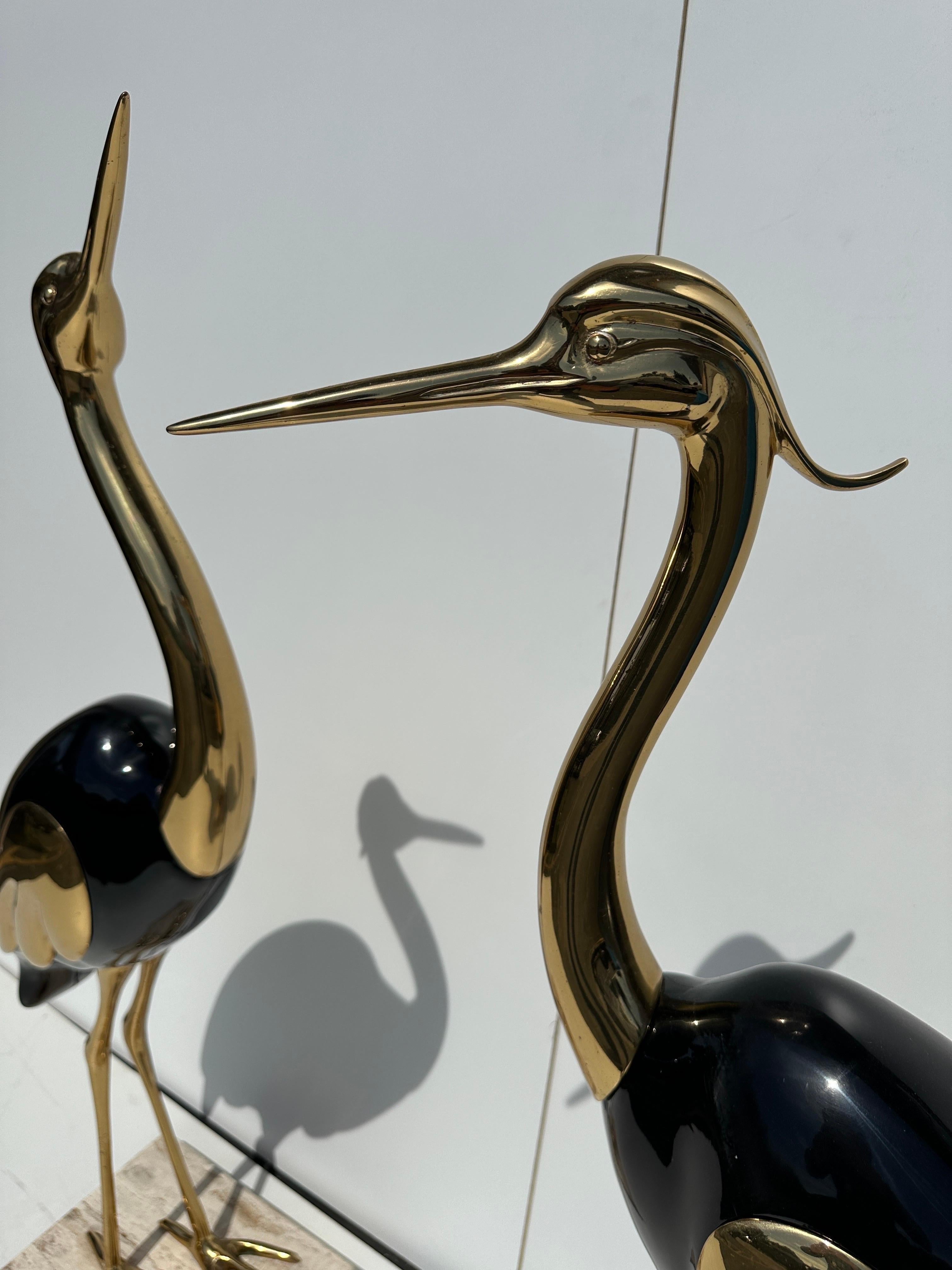 Pair of Brass Heron Sculptures  In Good Condition For Sale In North Hollywood, CA