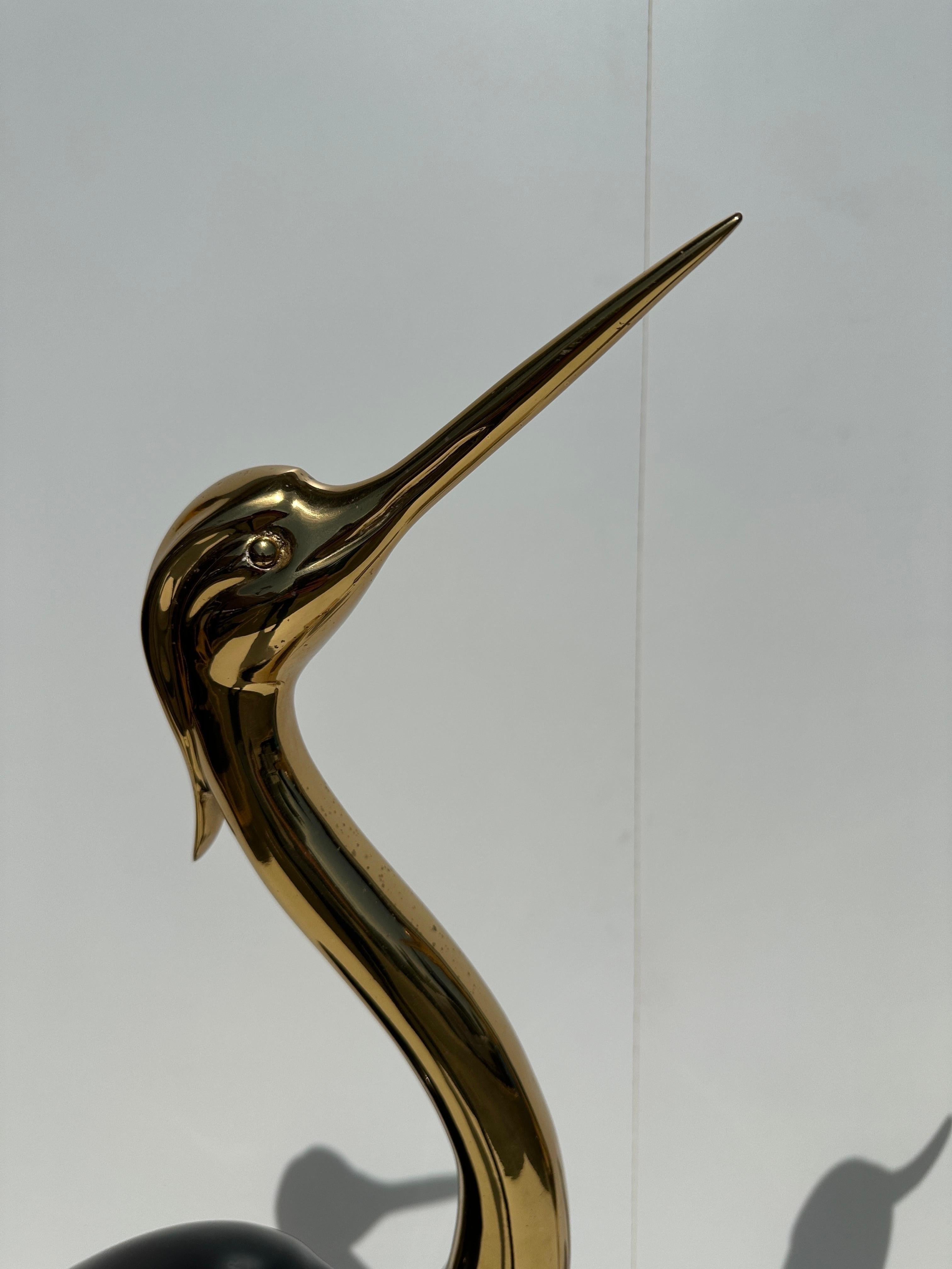 Late 20th Century Pair of Brass Heron Sculptures  For Sale