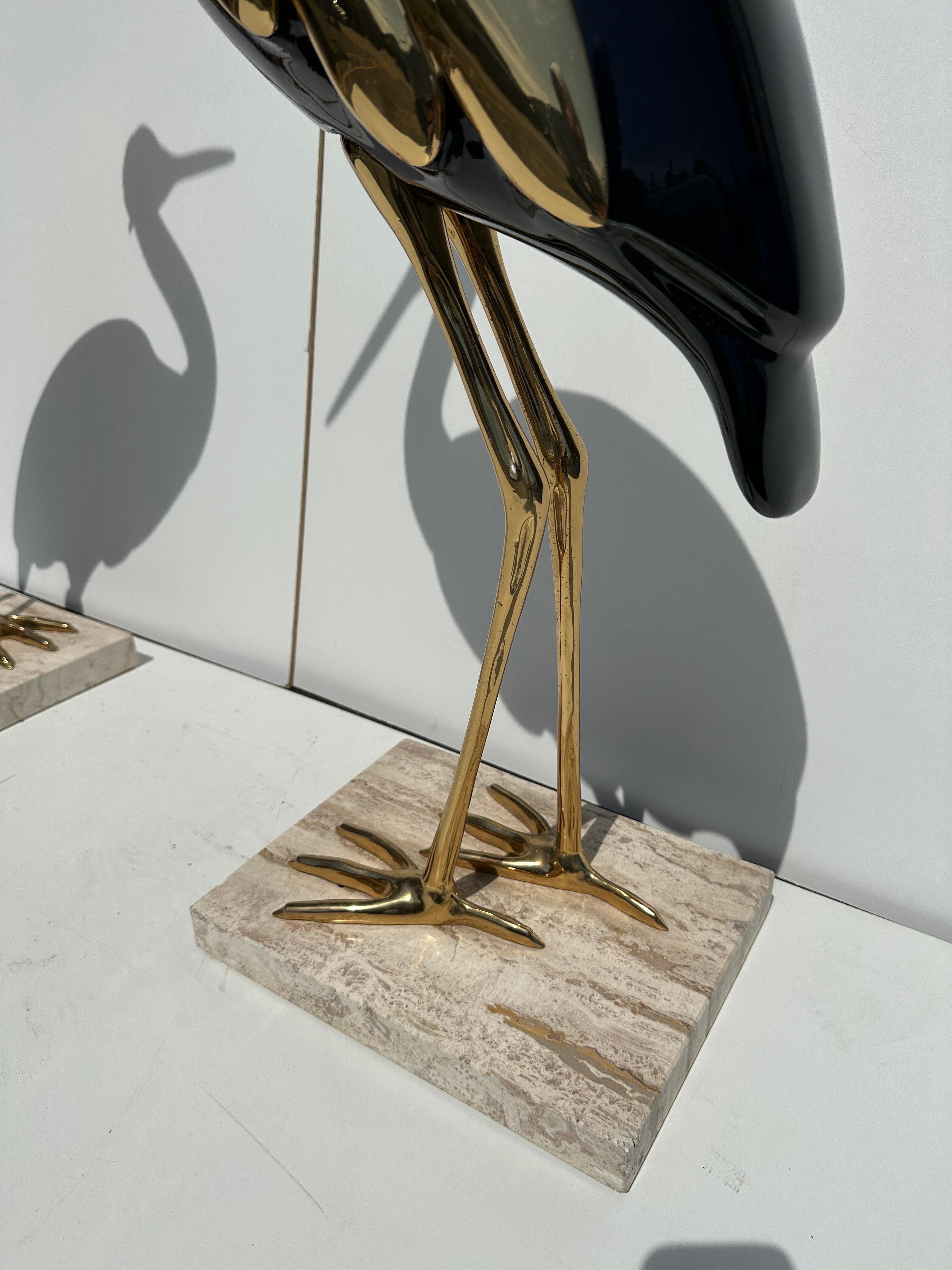 Pair of Brass Heron Sculptures  For Sale 3