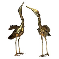 Coppia di aironi in ottone di Michel Jarry (1965)