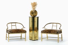 Paire de chaises Hollywood Regency en laiton et velours léopard par Mastercraft C. 1960s