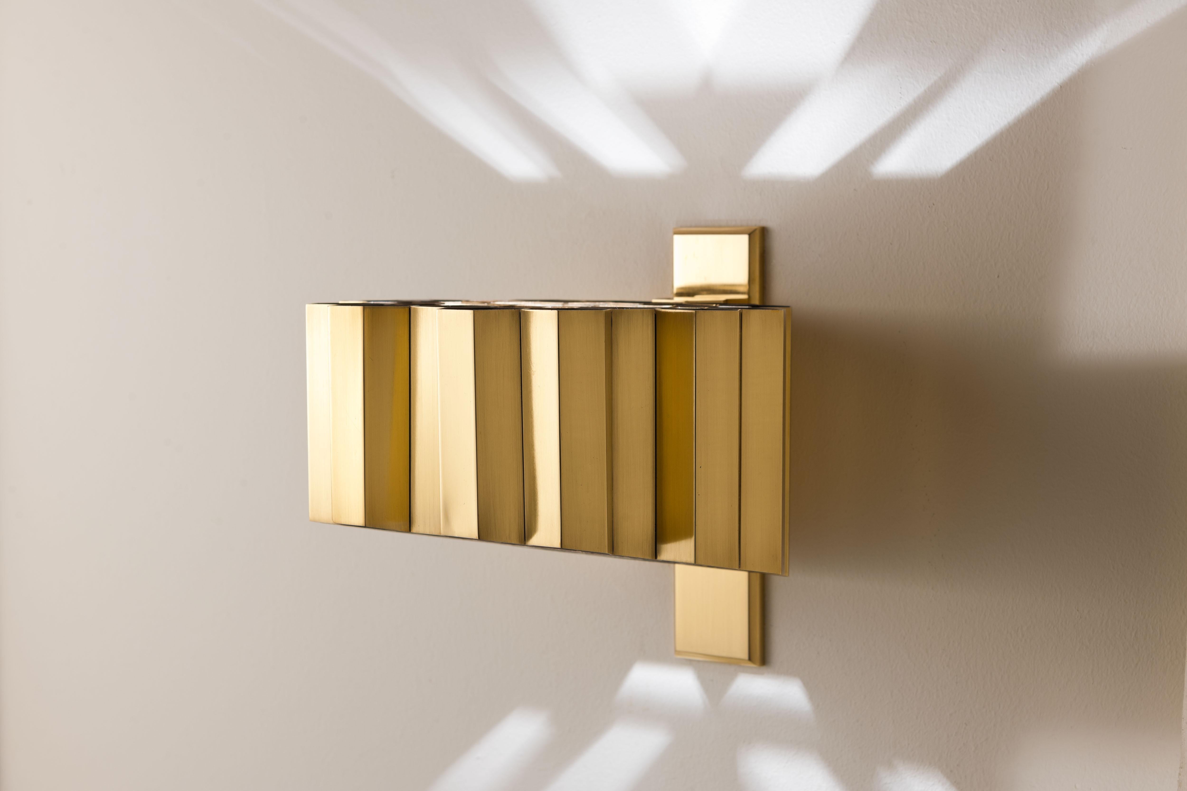 Pair of Brass Honeycomb Wall Sconces / Lamps by Jules Wabbes, Belgium, 1960 2