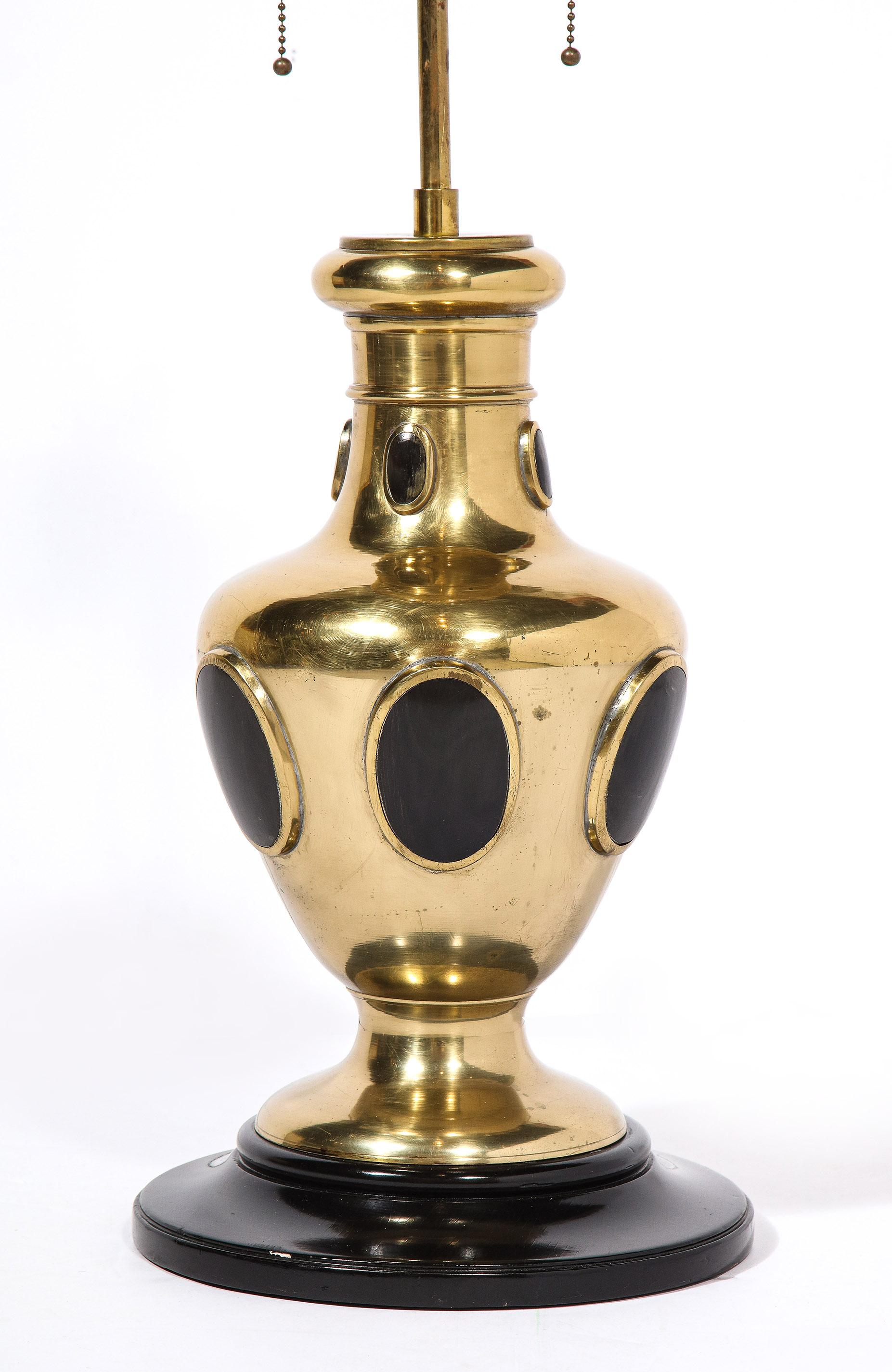 Pair of Brass & Horn Table Lamps 1