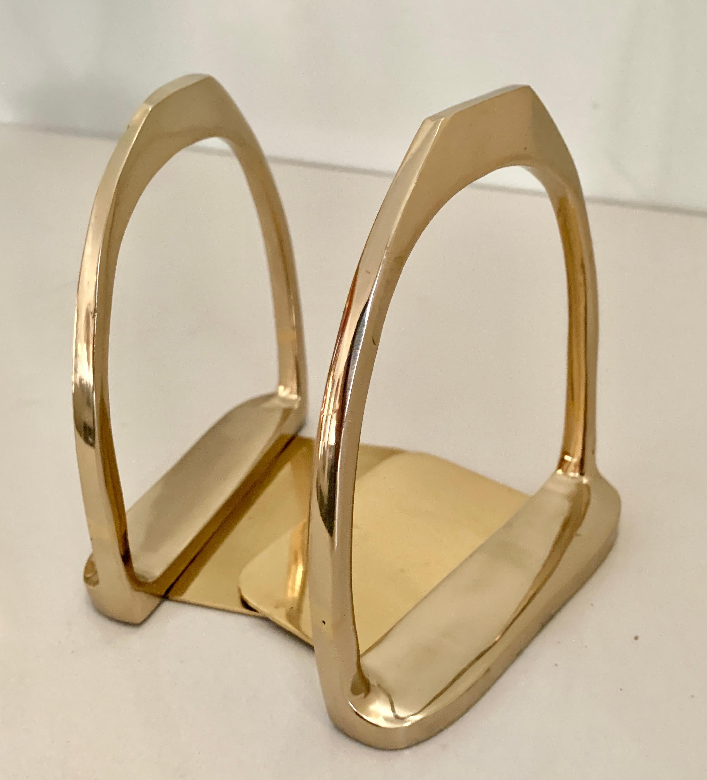 Mid-Century Modern Pair of Brass Horse Bit Bookends in the Style of Gucci