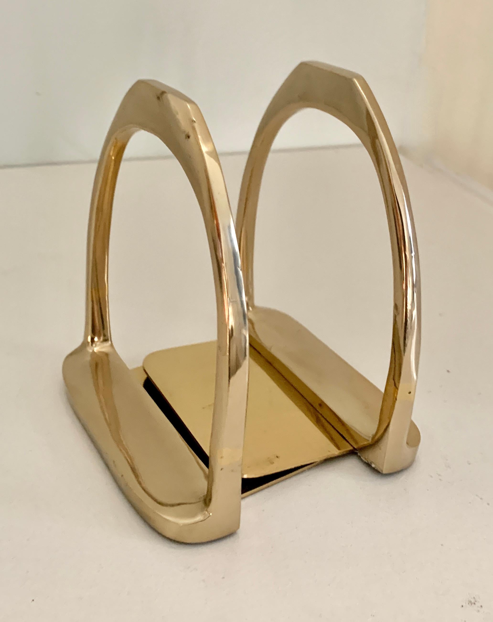 Pair of Brass Horse Bit Bookends in the Style of Gucci In Good Condition In Los Angeles, CA