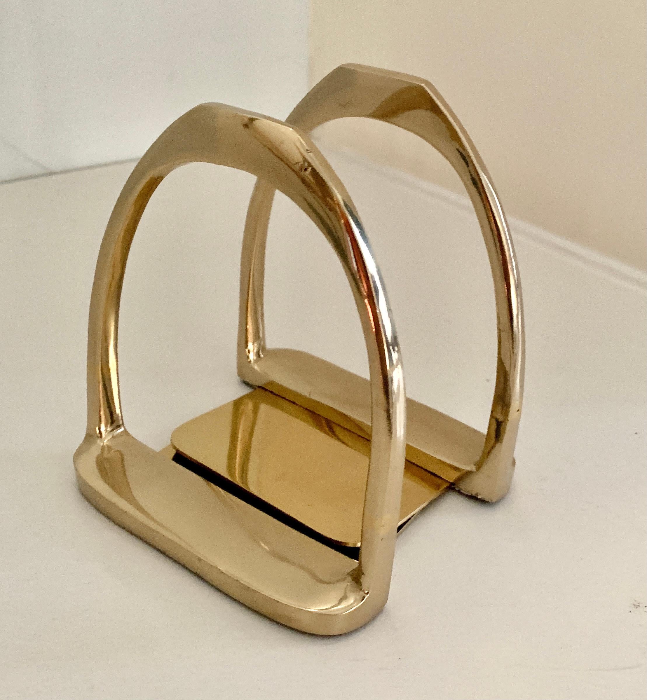 Pair of Brass Horse Bit Bookends in the Style of Gucci 1